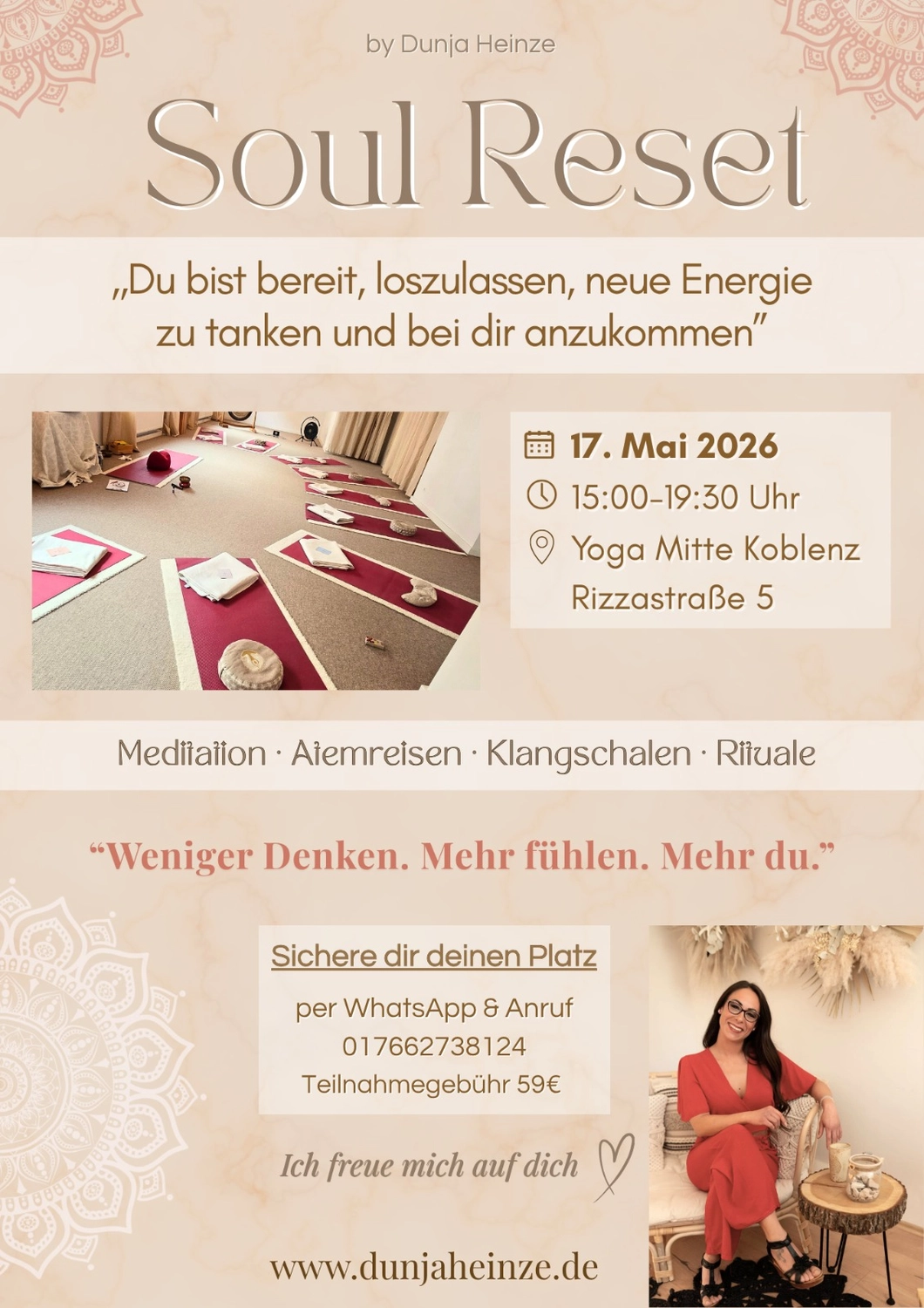 Dunja Heinze Hypnose-Coach & Bewusstseins - Coach & Reiki -Therapeutin - Coaching und Behandlungen - Flyer